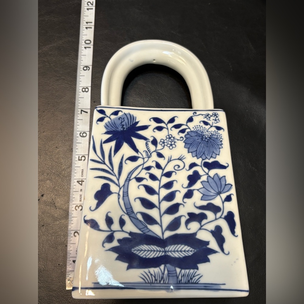 Formalities By Baum Bros Vase Basket Cobalt Blue And White - Picture 10 of 12